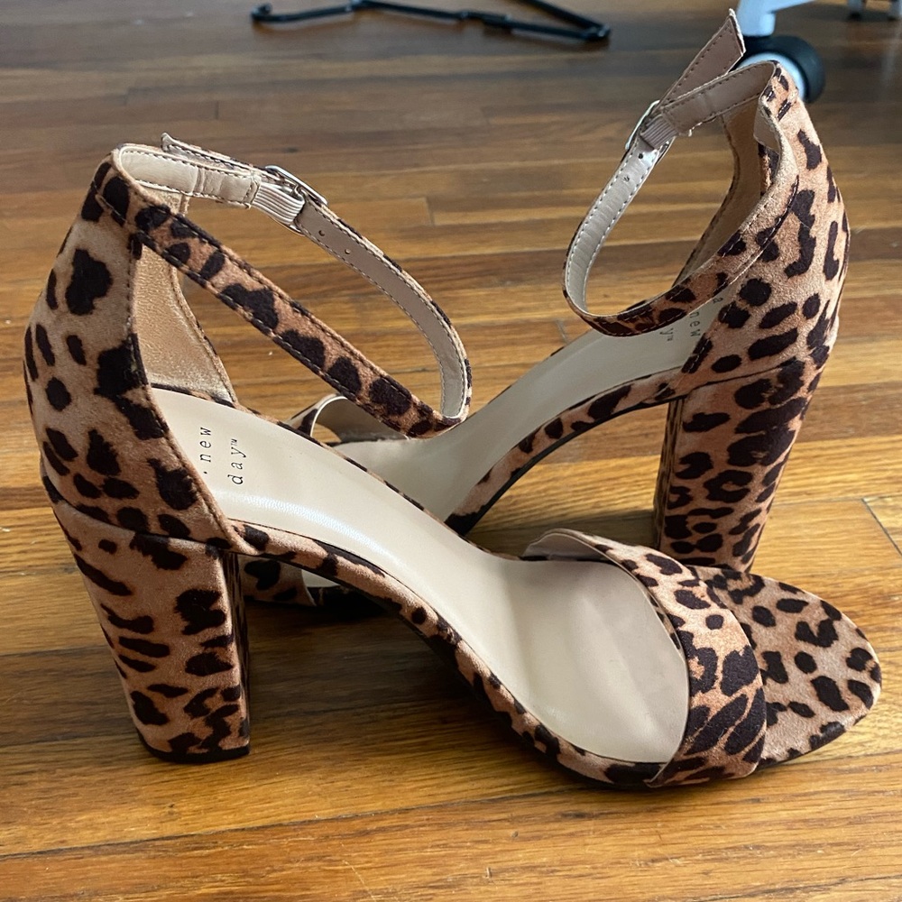 Leopard print strap heels